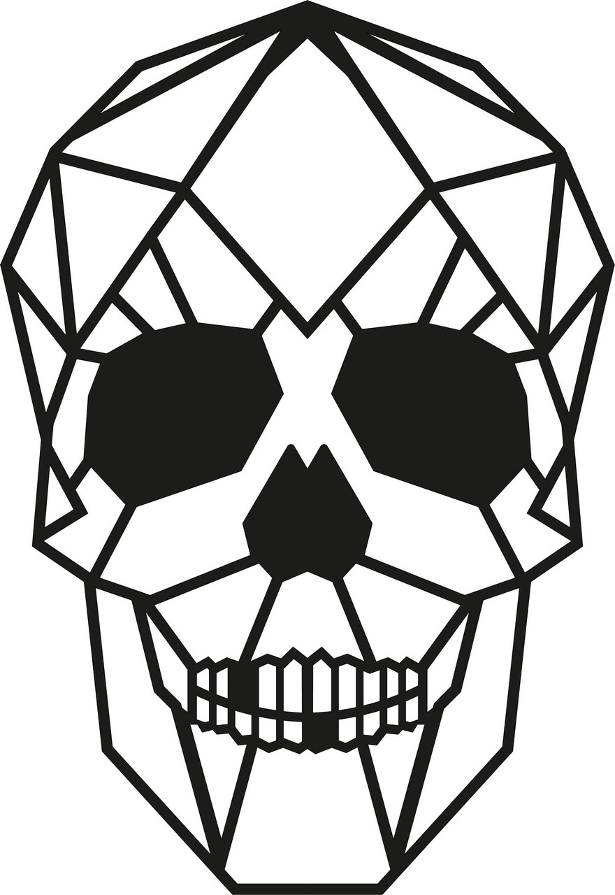 Decoratiune de perete, Skull, Metal, Dimensiune: 35 x 50 cm, Negru - 1 | YEO