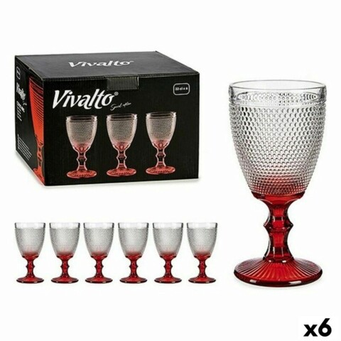 Set 6 pahare de vin Points, Vivalto, 330 ml, sticla, rosu