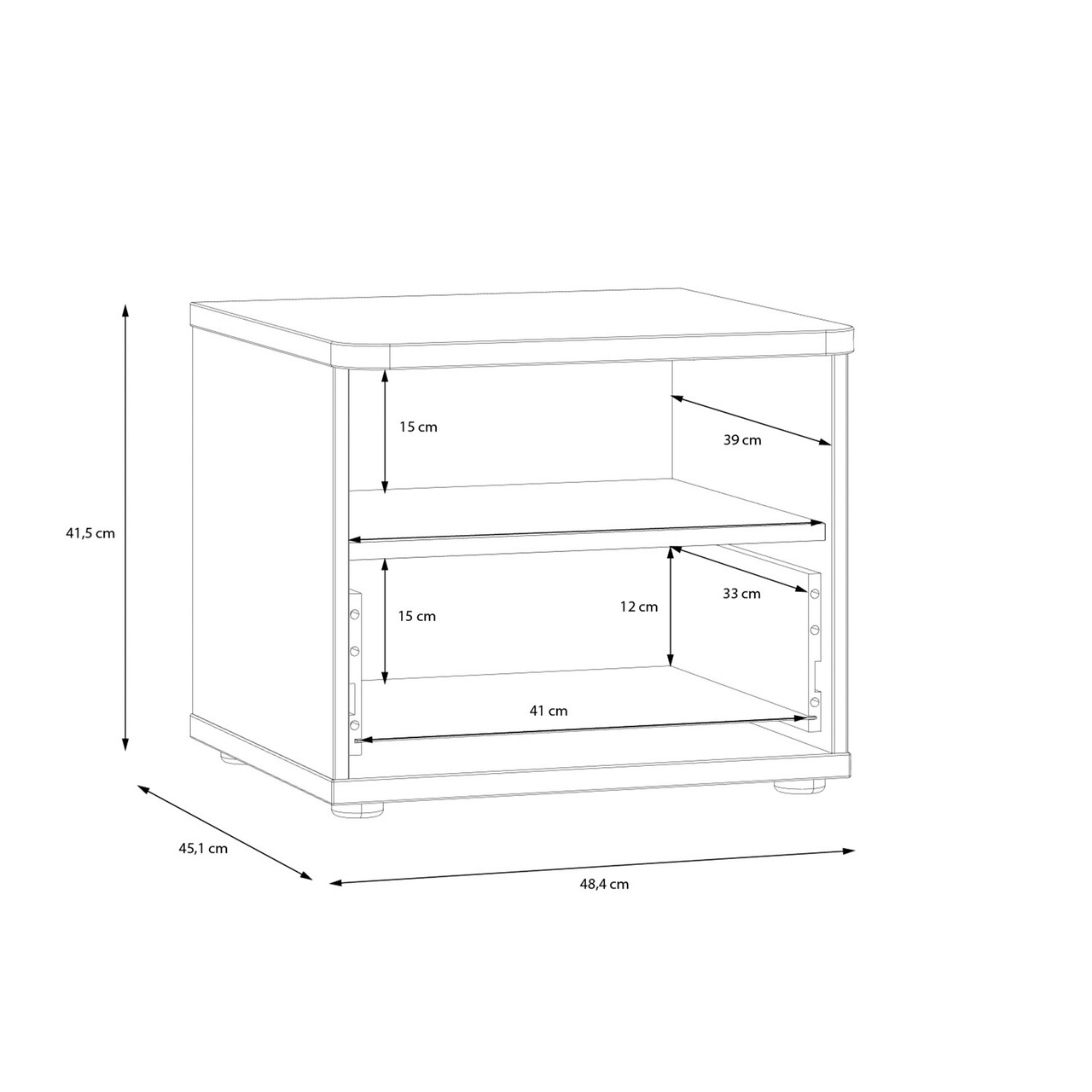 Noptiera Oude, Bedora, 48.4x45.1x41.5 cm, PAL/MDF/lemn, alb/stejar