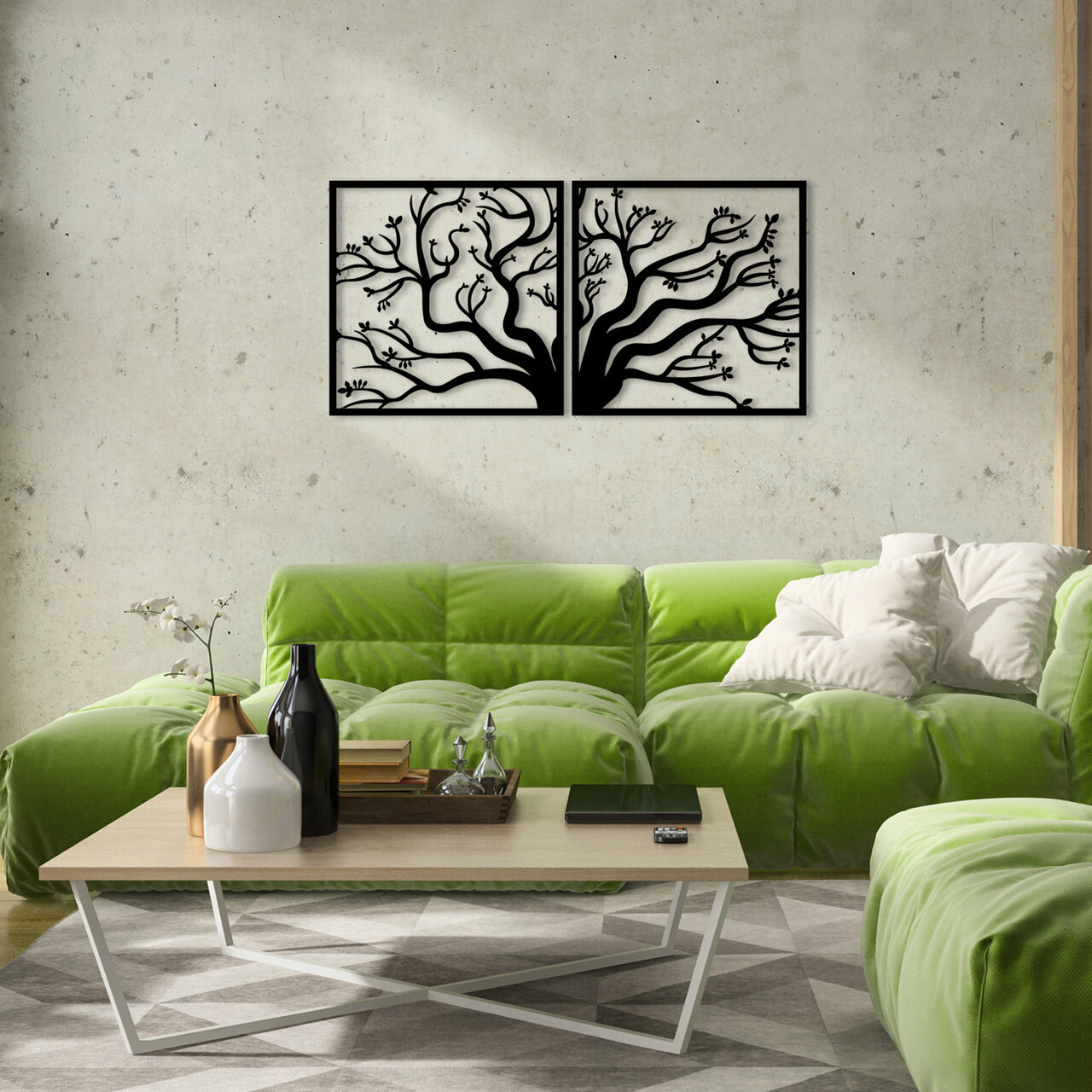 Decoratiune de perete, Tree Metal Decor, metal, 100 x 50 cm, negru - 1 | YEO