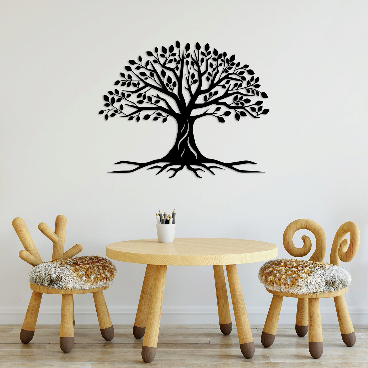 Decoratiune de perete, Monumental Tree 12, Metal, Dimensiune: 70 x 44 cm, Negru - 1 | YEO