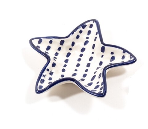 Bol pentru gustari Starfish w dots Mercury, 13.5x13.5x3 cm, ceramica, multicolor