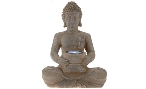 Poza Lampa solara de gradina Buddha, 21x14x28 cm, argintiu