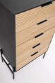 Comoda Allycia, Bizzotto, 64 x 40 x 115.5 cm, lemn de frasin/MDF, negru/natural