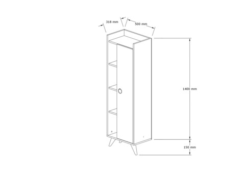 Dulap de baie, Puqa Design, Ilgım, 50x140x31.8 cm, PAL, Alb