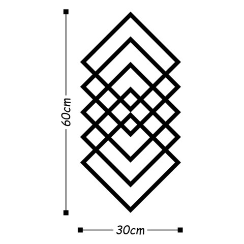 Decoratiune de perete, Geometry, Metal, 30 x 60 cm, Negru