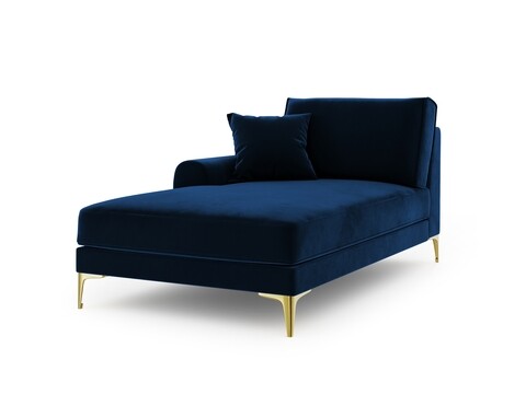 Sezlong living stanga, Madara, Mazzini Sofas, gold legs, 102x182x90 cm, catifea, albastru regal