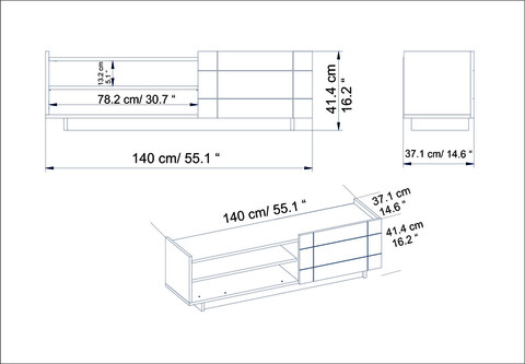 Comoda TV, Decorotika, Valantina, 140x41.4x37.1 cm, Alb