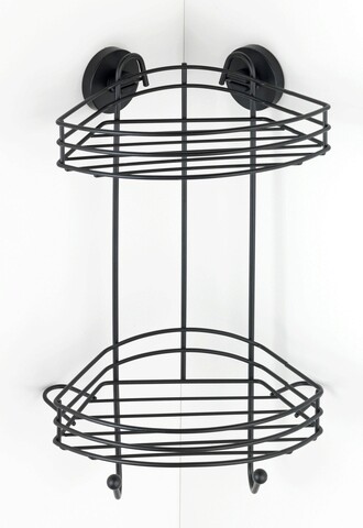 Polita pentru baie Rack, Wenko, 23x21x43 cm, metal/otel, negru