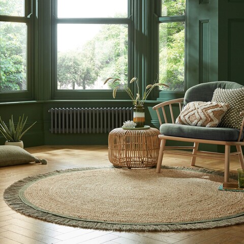 Covor Kahana Green, Flair Rugs, D180 cm, iuta/poliester, verde