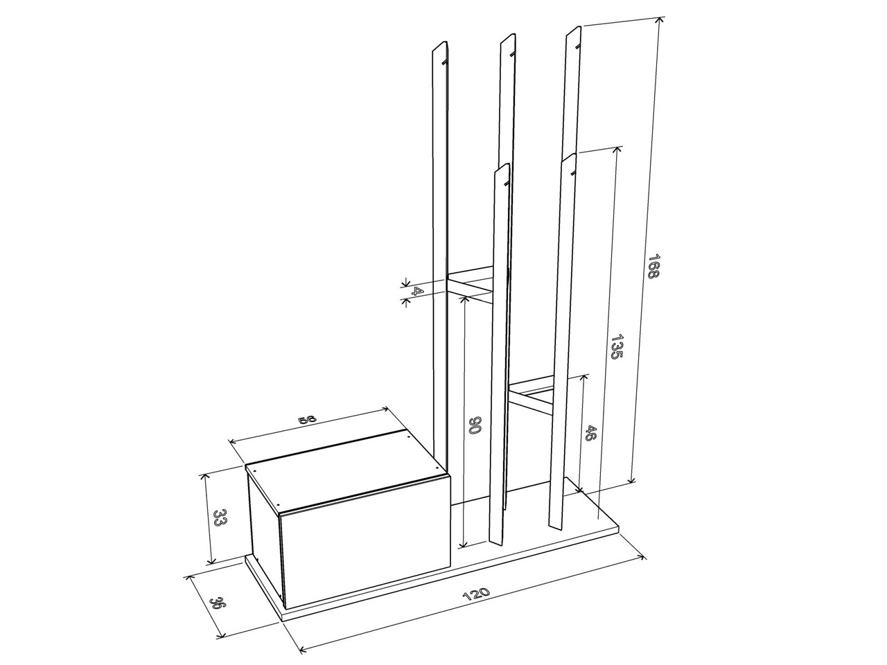 Cuier Cu Pantofar Rafevi Katana, 120 X 36 X 168 Cm, PAL/lemn, Galben