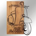 Decoratiune de perete, Nostalgic Scooter, lemn/metal, 44 x 59.5 cm, negru/maro