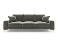 Canapea, Madara, Mazzini Sofas, 4 locuri, gold legs, 237x102x90 cm, catifea, gri deschis