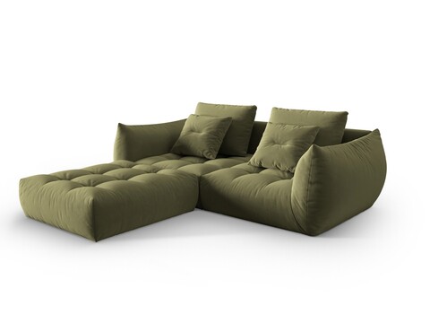 Coltar modular reversibil 3 locuri, Bloom-184, Micadoni Home, 232x216x95 cm, catifea, verde deschis