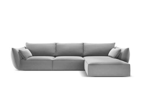 Coltar dreapta 4 locuri, Kaelle, Micadoni Home, BL, 308x171x85 cm, catifea, gri