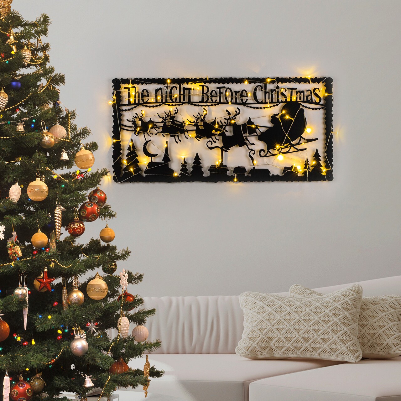 Decoratiune de luminoasa XMASBLACK-012, Tanelorn, 83x39 cm, metal, negru - 1 | YEO