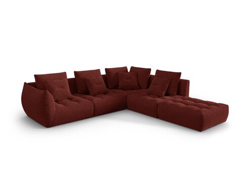 Coltar modular dreapta 4 locuri, Bloom-86, Micadoni Home, 316x310x95 cm, tesatura structurata, rosu