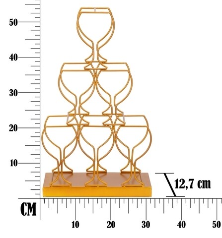 Suport pentru sticle de vin Mauro Ferretti, 31x12.7x53 cm, 6 sticle, fier, auriu