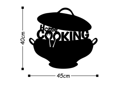 Decoratiune de perete, Cooking, Metal, Dimensiune: 45 x 40 cm, Negru