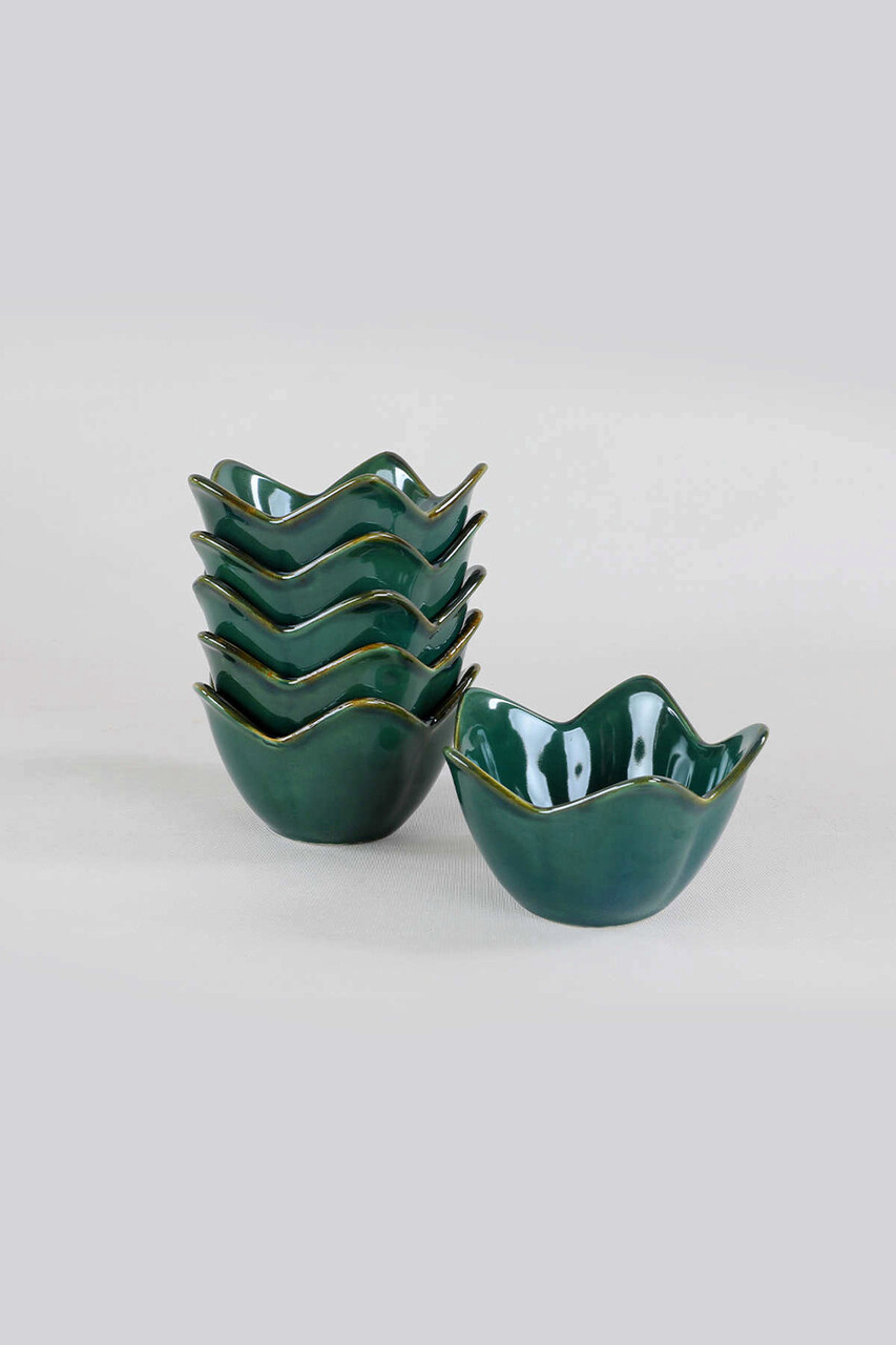 Set Boluri Pentru Aperitive, Keramika, 275KRM1683, Ceramica, Verde Inchis