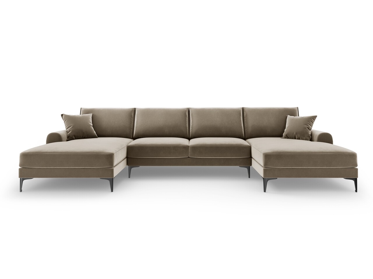 Coltar panoramic, Madara, Mazzini Sofas, 6 locuri, 334x182x90 cm, catifea, bej - 2 | YEO