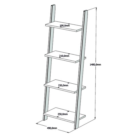 Biblioteca Fayko, Puqa Design, 49x25x140 cm, alb/bej