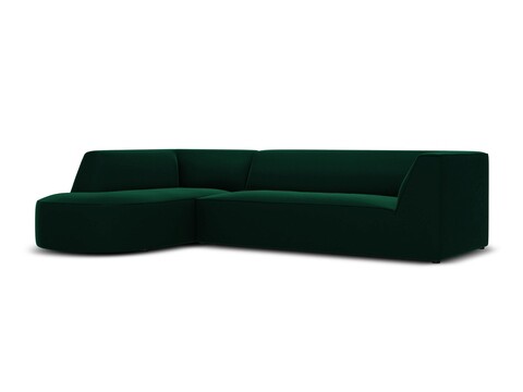 Coltar stanga 4 locuri, Ruby, Micadoni Home, BL, forma rotunjita, 273x180x69 cm, catifea, verde bottle