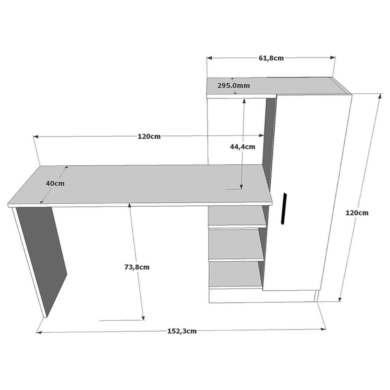 Birou Kary, Pakoworld, 152.5x40x120 cm, PAL melaminat, maro/alb