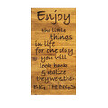 Decoratiune de perete, Enjoy The Little Things, Lemn, Dimensiune: 30 x 3 x 58 cm, Nuc / Negru