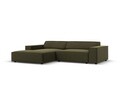 Coltar modular stanga 3 locuri, Jodie, Micadoni Home, BL, 224x166x70 cm, catifea, verde