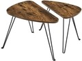 Set 2 masute de cafea Nesting Side, Vasagle, PAL/otel, maro rustic