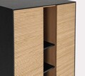 Bufet Allycia, Bizzotto, 110 x 40 x 159 cm, lemn de frasin/MDF, negru/natural