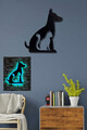 Decoratiune luminoasa LED, Cat n Dog, MDF, 60 LED-uri, Albastru