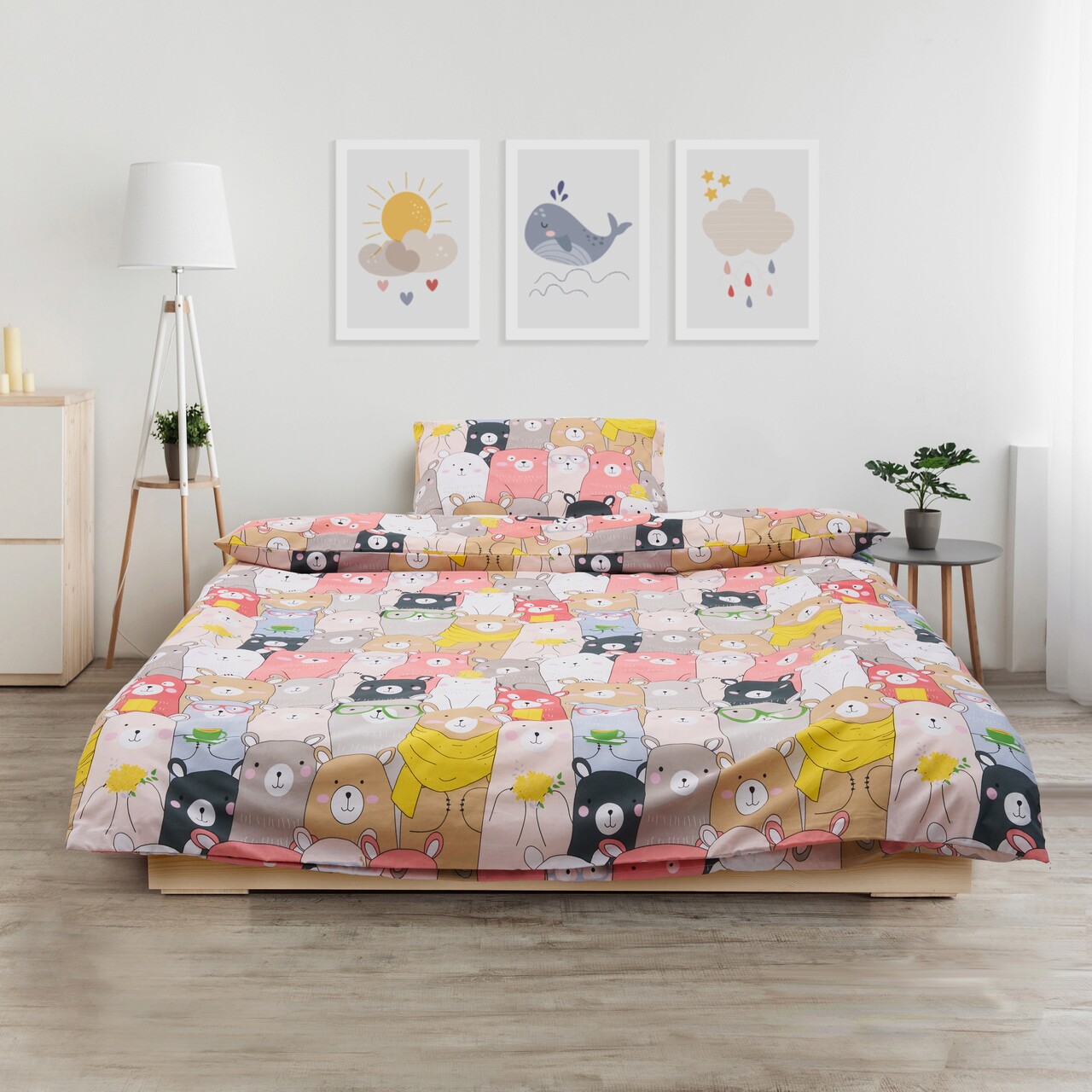 Lenjerie de pat pentru o persoana Animals, Heinner Home, 150x200 cm, bumbac, multicolor - 1 | YEO