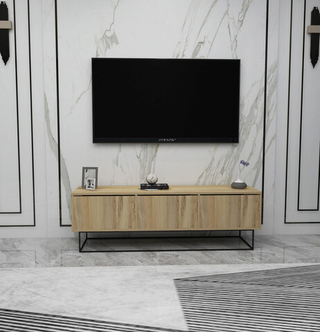 Comoda TV, Kalune Design, Kordon 140, 140x50x40cm, Simțit / Negru