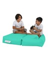 Set fotoliu dublu si 2 taburete pentru copii, Bean Bag, Ferndale, 100x50x40 cm, poliester impermeabil, turcoaz