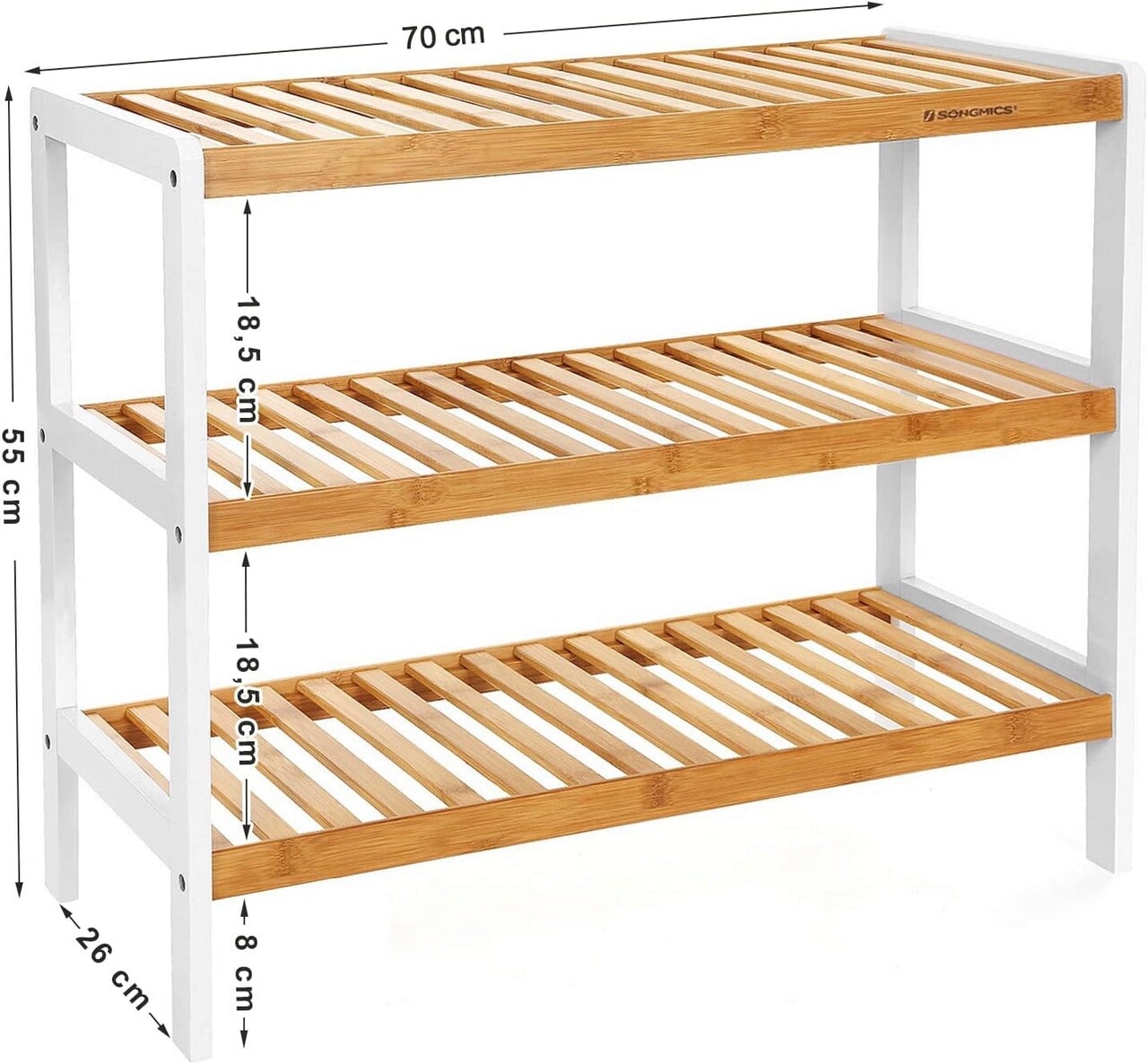 Raft de depozitare multifunctional Vasagle, 70x26x55 cm, bambus, natural - 1 | YEO