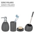 Perie pentru toaleta cu suport Polaris, Wenko, 15x14.5x36 cm, ceramica, gri