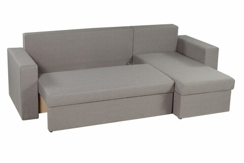 Coltar extensibil reversibil Oslo Grey Magnolia cu lada de depozitare, 247x148x78 cm