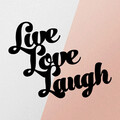 Decoratiune de perete, Live Love Laugh Metal Decor, metal, 52 x 38 cm, negru