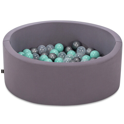 Piscina cu bile, Bubble Pops v3, 150 bile, Ø85 x 30 cm, bumbac/plastic, gri