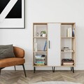 Corp biblioteca, Zena Home, Peoria, 120x123.6x25 cm, PAL, Stejar / Alb