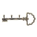 Cuier cu 3 agatatori InArt Antique Key, 32 x 4 x 12 cm, fier, maro/auriu