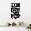 Decoratiune de perete, Lıfe Is A Journey Enjoy The Ride, Metal, Dimensiune: 42 x 70 cm, Negru