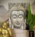 Tablou decorativ, Face Buddha Light -A, Mauro Ferretti, 80 x 120 cm, canvas imprimat si pictat/lemn de pin, multicolor