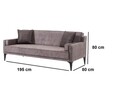 Canapea extensibila Doruk, Pandia Home, 195x80x80 cm, lemn, gri inchis