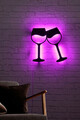 Decoratiune luminoasa LED, Wine Glasses, MDF, 60 LED-uri, Roz