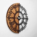 Ceas de perete, Wooden Clock, Lemn/metal, ø56 cm, Nuc / Negru