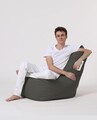 Fotoliu puf, Bean Bag Ferndale, Diamond, 60 x 90 cm, poliester impermeabil, gri fumuriu