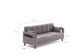 Canapea fixa Comfort, Balcab Home, 3 locuri, 206x80x80 cm, lemn, maro